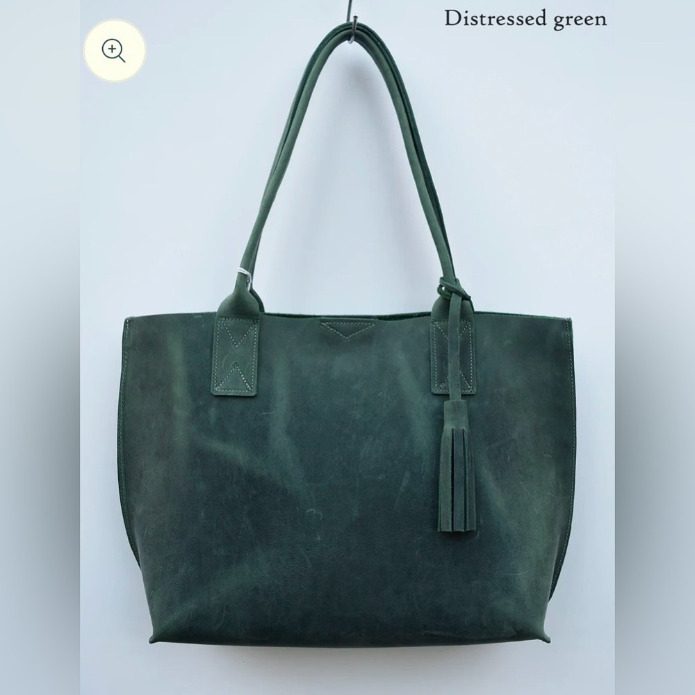 Bubo leather bag tote green carry all lifetime Made in usa large hand made olive